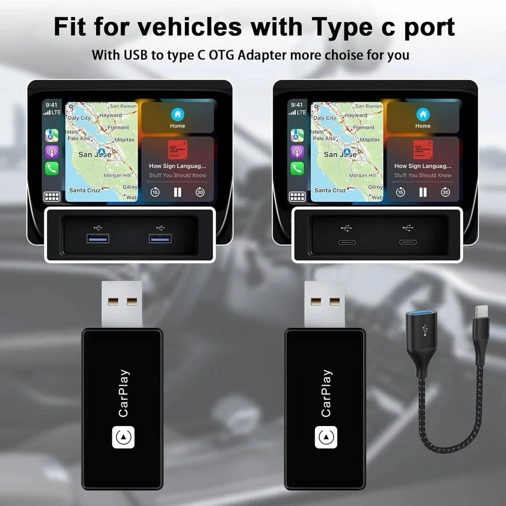 Wireless‎ CarPlay Adapter USB Dongle for Apple CarPlay Wired to Wireless
